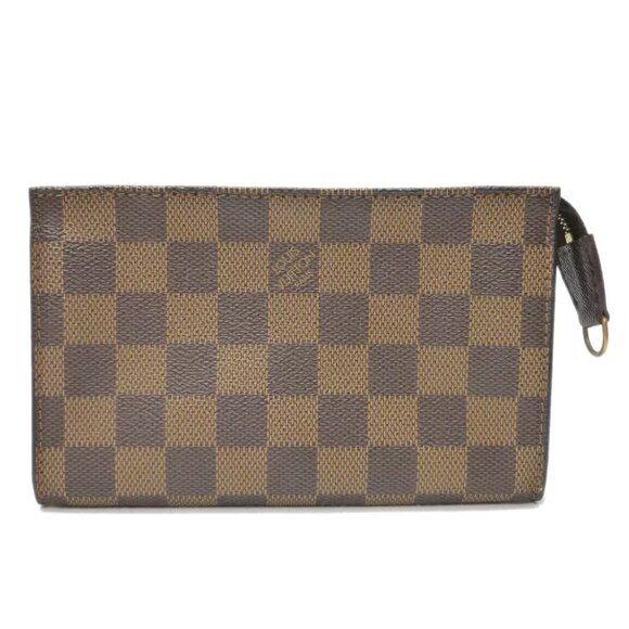 Authentic LOUIS VUITTON Pouch For Marais N42240 Damier Ebene Canvas